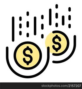 Money bankrupt icon. Outline money bankrupt vector icon color flat isolated. Money bankrupt icon color outline vector