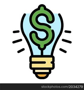 Money bulb idea icon. Outline money bulb idea vector icon color flat isolated. Money bulb idea icon color outline vector