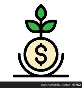 Money business plant icon. Outline money business plant vector icon color flat isolated. Money business plant icon color outline vector
