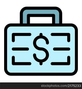 Money case icon. Outline money case vector icon color flat isolated. Money case icon color outline vector
