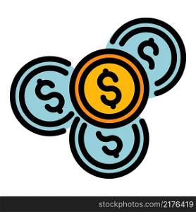 Money coins icon. Outline money coins vector icon color flat isolated. Money coins icon color outline vector