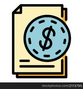 Money company report icon. Outline money company report vector icon color flat isolated. Money company report icon color outline vector