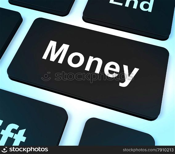 Money Computer Key Shows Business And Wealth . Money Computer Key Showing Business And Wealth