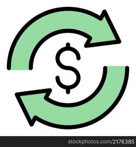 Money convert icon. Outline money convert vector icon color flat isolated. Money convert icon color outline vector