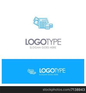 Money, Dollar, Calculator, Balance Blue outLine Logo with place for tagline