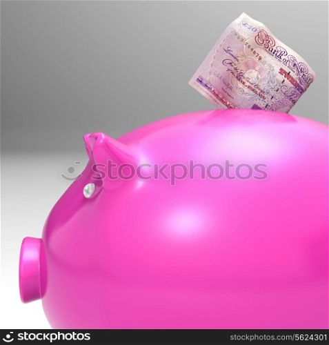 Money Entering Piggybank Shows Investments Or Payments