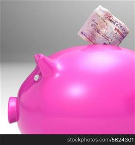 Money Entering Piggybank Shows Investments Or Payments