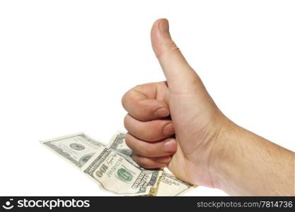 Money in a hand on the white background. (isolated)