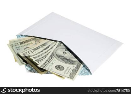 money in envelope isolated on the white background