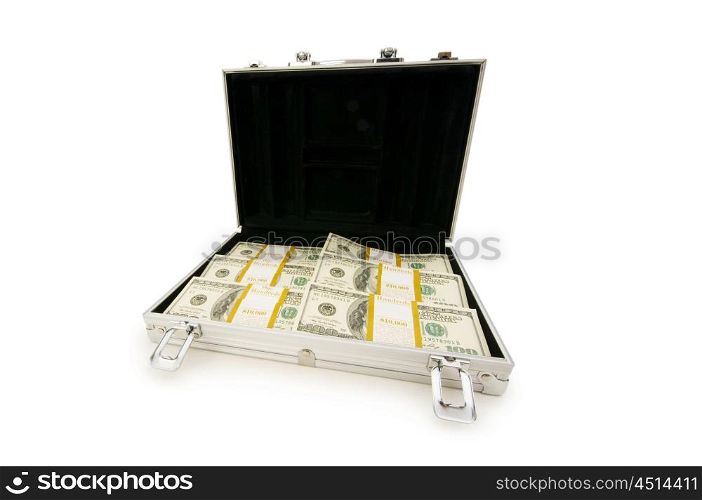 Money in the case isolated on white