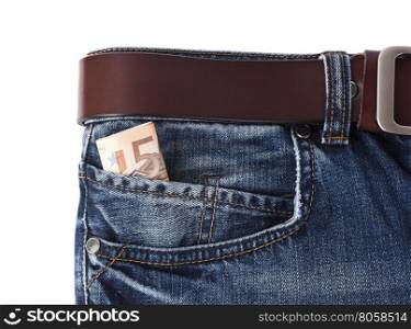 Money in your pocket jeans isolated on white background&#xA;
