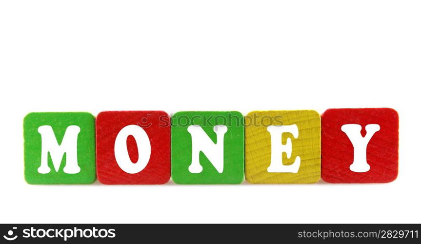 money - isolated text in wooden building blocks