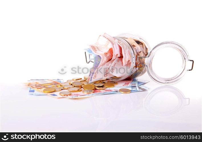 Money jar, isolated over white background