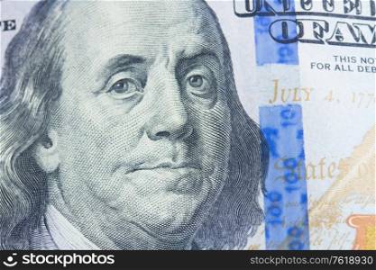 money - macro shot of american new 100 dollar banknote. dollar money