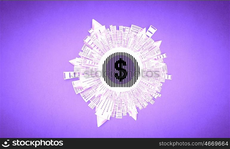 Money making concept. Collage image with money concept on color background