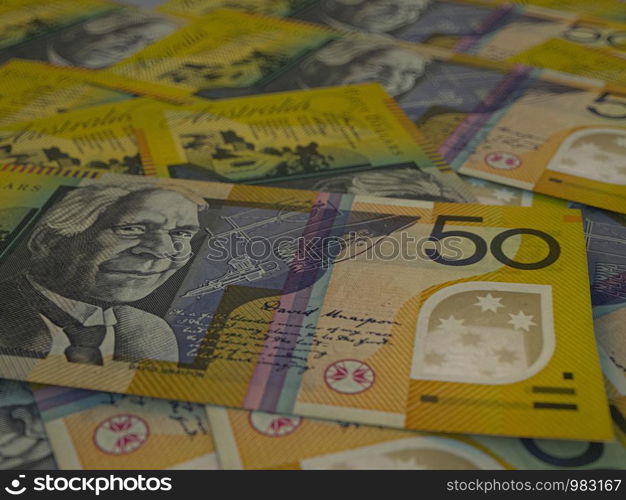 Money of Australia, background. Macro shot. Australian currency background. Closeup photo