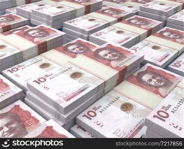 Money of Colombia. Colombian peso bills. COP banknotes. 10 pesos. Business, finance, news background.. Colombian banknotes. Colombianpeso bills. 10 COP pesos. Business, finance background.