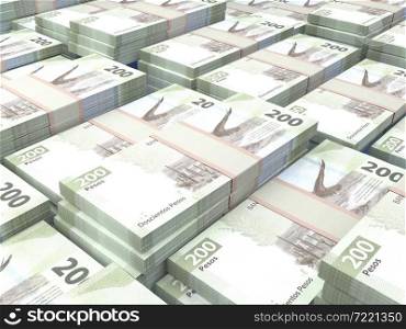 Money of Mexico. Mexican peso bills. MXN banknotes. 200 pesos. Business, finance, news background.. Mexican banknotes. Mexicanpeso bills. 200 MXN pesos. Business, finance background.