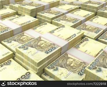 Money of Nigeria. Nigerian naira bills. NGN banknotes. 200 polymer. Business, finance, news background.. Nigerian banknotes. Nigeriannaira bills. 200 NGN polymer. Business, finance background.