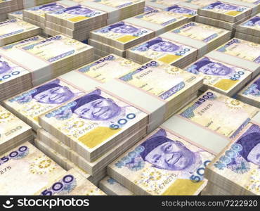 Money of Nigeria. Nigerian naira bills. NGN banknotes. 500 polymer. Business, finance, news background.. Nigerian banknotes. Nigeriannaira bills. 500 NGN polymer. Business, finance background.