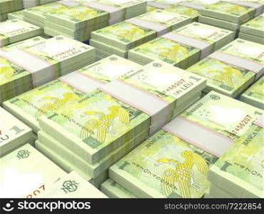 Money of Romania. Romanian leu bills. RON banknotes. 1 lei. Business, finance, news background.. Romanian banknotes. Romanianleu bills. 1 RON lei. Business, finance background.