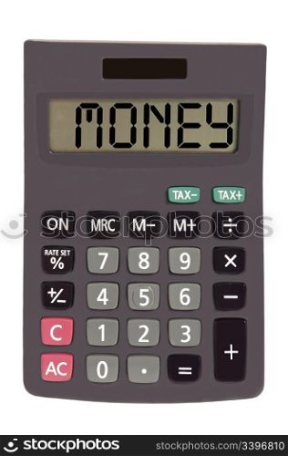 money on display of an old calculator on white background