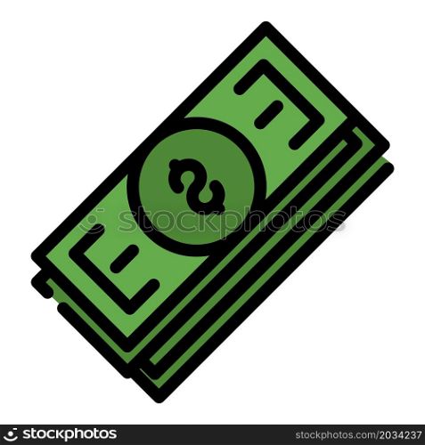 Money pack icon. Outline money pack vector icon color flat isolated. Money pack icon color outline vector