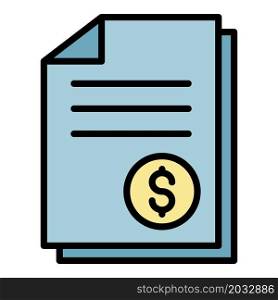 Money papers icon. Outline money papers vector icon color flat isolated. Money papers icon color outline vector