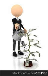Money plant over white background. computer generated image