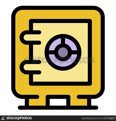 Money safe icon. Outline money safe vector icon color flat isolated. Money safe icon color outline vector