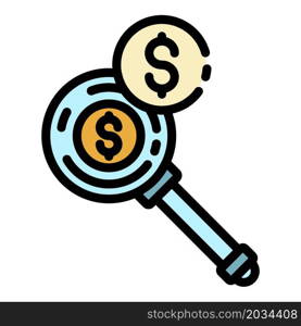 Money searching icon. Outline money searching vector icon color flat isolated. Money searching icon color outline vector