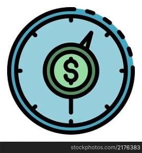 Money speedometer icon. Outline money speedometer vector icon color flat isolated. Money speedometer icon color outline vector