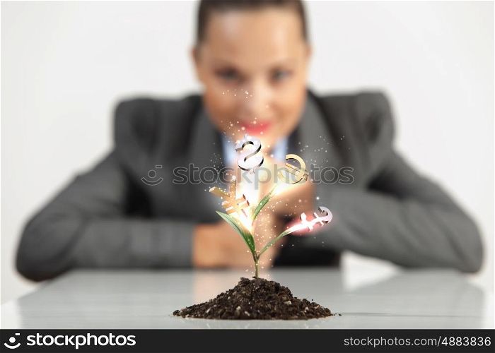 money sprouting. Money Sprouting - finance and money symbols sprouting from stems