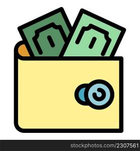 Money wallet allowance icon. Outline money wallet allowance vector icon color flat isolated. Money wallet allowance icon color outline vector