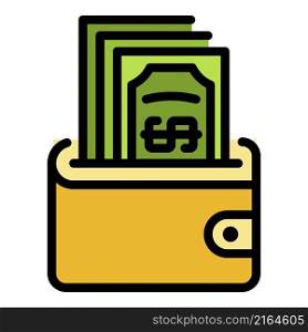 Money wallet icon. Outline money wallet vector icon color flat isolated. Money wallet icon color outline vector