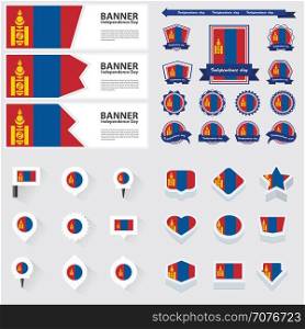 mongolia independence day, infographic, and label Set.