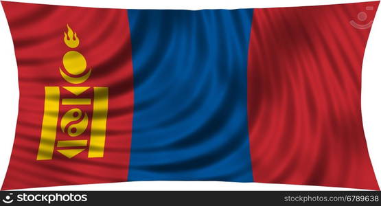 Mongolian national official flag. Patriotic symbol, banner, element, background. Correct colors. Flag of Mongolia waving, isolated on white, 3d illustration