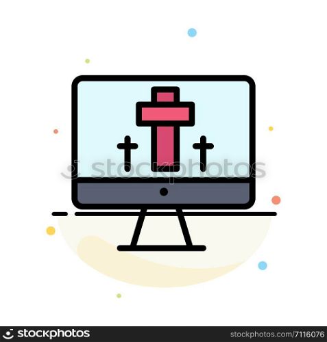 Monitor, Screen, Easter, Egg Abstract Flat Color Icon Template