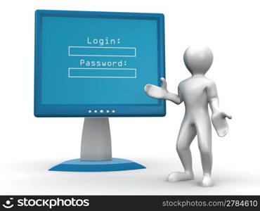 Monitor with Login and password. 3d