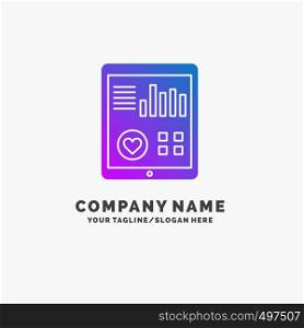 monitoring, health, heart, pulse, Patient Report Purple Business Logo Template. Place for Tagline.. Vector EPS10 Abstract Template background