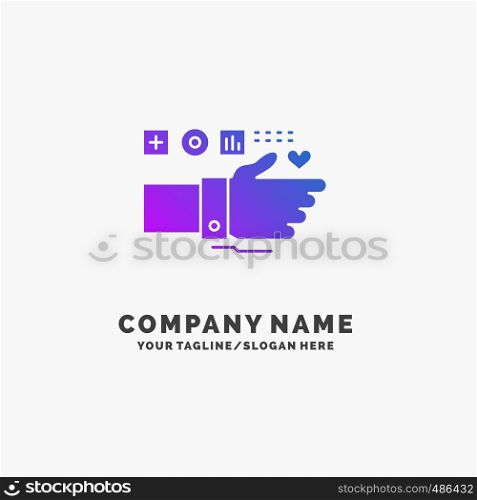 Monitoring, Technology, Fitness, Heart, Pulse Purple Business Logo Template. Place for Tagline.. Vector EPS10 Abstract Template background