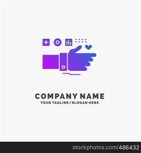 Monitoring, Technology, Fitness, Heart, Pulse Purple Business Logo Template. Place for Tagline.. Vector EPS10 Abstract Template background