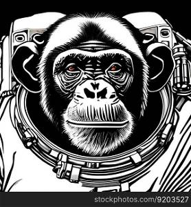 Monkey astronaut. Retro comic book style. Generative AI