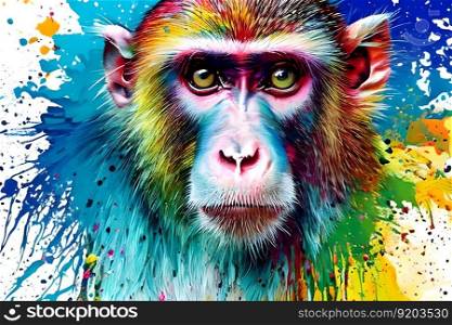 Monkey of different colors. Graffiti style portrait. Generative AI