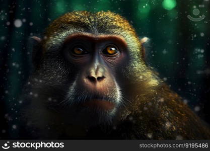 Monkey portrait. Neural network AI generated art. Monkey portrait. Neural network AI generated