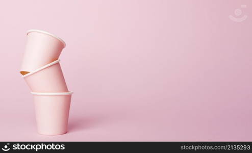 monochromatic still life composition with paper cups