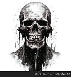 Monochrome Horror Skull Isolated on White Background. Generative ai. High quality illustration. Monochrome Horror Skull Isolated on White Background. Generative ai