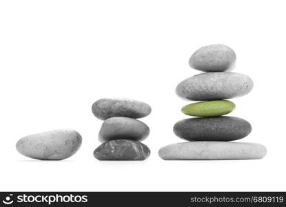 Monochrome sea stones (the different form) on a white background.