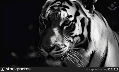 Monochrome tiger. Illustration Generative AI 