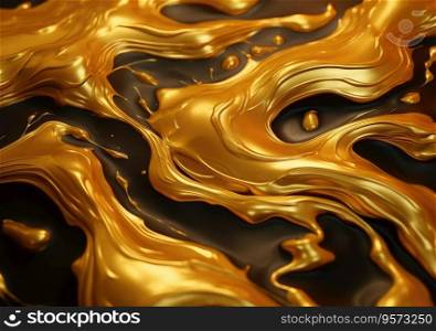 Monocolor alcohol ink marbling raster background. Liquid waves and stains. Black and gold abstract fluid art. Acrylic and oil paint flow monochrome contemporary backdrop.